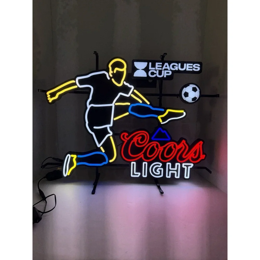Coors Light Leagues Cup Soccer Neon Style LED Light-Up Sign‎ w/ Wall Adapter